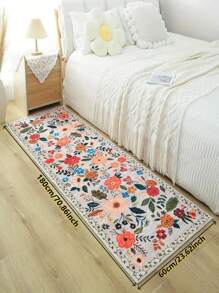 1pc Bohemian Vibrant Floral Area Rug, Colorful Flower Decor Carpet For Living Room, Bedroom, Entryway, Kitchen, Bathroom, Gaming Room, Study, Durable And Easy To Clean