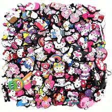 Sanrio 10pcs/20pcs/30pcs/50pcs Sanrio Character Hole Punched Shoe Decoration, Hello Kitty DIY Shoe Flower PVC Soft Accessories