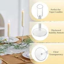 [INS Luxury] 4pcs Glass Candle Holders Set | Thick Lead-Free Shatterproof Glass | European Style Decorative Accessory | Suitable For Valentine's Day, Christmas, Birthday, Wedding, Home, Restaurant
