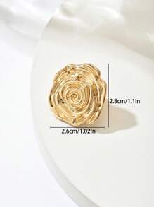 1pc Retro Chic Metallic Flower Shape Women Brooch