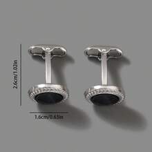 1 Pair Fashionable Minimalist Business Style Stainless Steel Round Cuff Links, Suits Wedding Party Groom And Groomsmen Shirt, Great Gift For Father's Day And Wedding Season