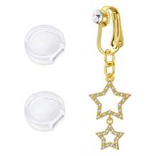 带硅胶垫的假肚脐穿孔夹肚脐穿孔假肚脐穿孔环蝴蝶，心形吊坠，非穿孔首饰，3 件装 - 多色-2 - 查看 8