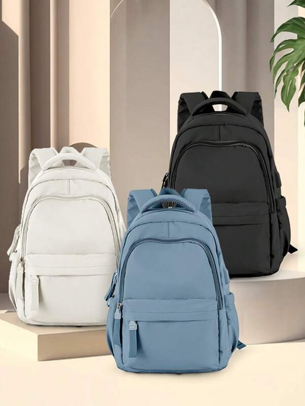 Mochila Escolar Leve para Crianças, Mochila para Laptop que Cabe em Notebooks de 14 Polegadas, Mochila Escolar com Cor Sólida e Fofa, Mochila para Laptop Durável com Porta USB de Carregamento, Mochila de Viagem Resistente à Água, Bolsa para Computador Universitário para Meninas e Meninos, Bolsa de Viagem de Negócios, Mochila Casual para Ir à Escola, Trabalho e Lazer. Versões Novas e Antigas são Enviadas Aleatoriamente, Múltiplas Cores Disponíveis.