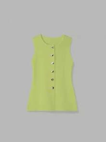 FOR BEAUTY 春夏新款极简风度假时尚女士都市精致开衫无袖针织上衣，适合毕业季和新年穿着