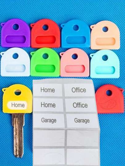 Set de 9/18 tapas elásticas de colores (9 piezas/set) para llaves, estilo sencillo fácil de reconocer, cubierta protectora adecuada para el hogar, la oficina, el garaje