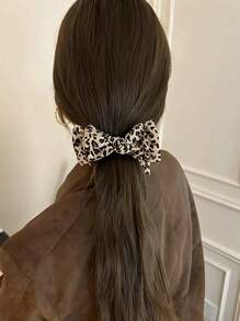 1 Stück schicke Leoparden-Muster Haarspange, große schicke Leoparden-Muster Haarspange, eleganter Polyester & Elastan Haarklippenknoten, - elegante Retro Doppelschicht große Schleifen-Haarklammer, elegante Schleife Ballkopfklammer für hochgestecktes Haar, Vintag-inspirierte Stoff-Haarspange für Pferdeschwänze und hochgestecktes Haar, Y2K-inspirierte PVC-Knoten-Haarspange für Frauen, perfektes Geschenk Haarklammern, Haarspangen