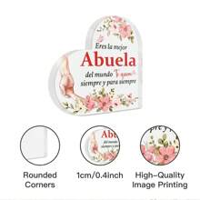 Putuo Decor 1pc Spanish Heart Shaped Acrylic Sign Table Decor, Desktop Decoration For Home Farmhouse Living Room, Gift For Grandmother