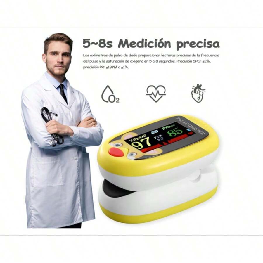 Pulsovital Oximetro pediatrico, oximetro digital recargable, puede monitorear la saturación de oxígeno en sangre, frecuencia del pulso y PI al mismo tiempo, adecuado para pruebas y monitoreo diarios