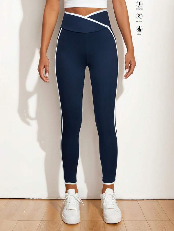 Pantalones de yoga casuales y deportivos para mujer con cintura asimétrica