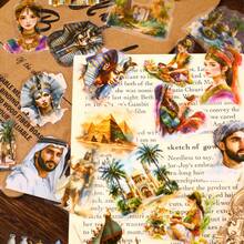 30pcs/Pack Ancient Egypt Themed Stickers, Vintage Creative Aesthetic Decals, DIY Decorative Collage Craft Materials, Holiday Gifts, Personalized Scrapbooking School Stationery Supplies,School Supplies,Back To School - Multicolor - View 3