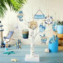 12pcs/24pc/36pc Summer Wooden Decorations, Ocean Beach Tree Decor, Coastal Nautical Shells & Fish Wooden Slices, Summer Wall Hanging Decor, Small Tree Party Decor; Includes Turtles, Starfishes, Seahorses Etc., Complete Set, Vivid Patterns, Vibrant Colors - A Beautiful Decor Set! They Can Be Hung On Walls, Front Doors, Windows, Fireplaces, Etc.; Also Suitable For Beach Parties, To Create A Beautiful Scenery In Your Home!
