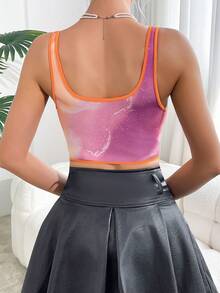 EZNV 1pc Women's New Style Tight Fit Bustier Top, Retro Palace Front Button Tight Fit Corset Top - Orange - View 3