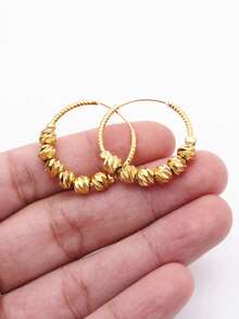 Gold Tone Large Hoop Earrings, Suitable For Pierced Ears, Gold Earrings, Pierced Jewelry, Women/Girls Accessories, Jewelry Gift - Gold - View 6