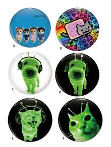 1 Pc 4.4cm/1.73" Cute Cat/Alien Cat & Dog Pattern Safety Pin Badge, Button Brooch, Suitable For Attaching To Clothes, Bags, Backpacks, Interesting Gift For Friends And Family - Multicolor - View 1