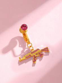1pc Gun Shaped Fake Belly Button Ring, Fashionable Non-Piercing Belly Button Clip For Daily Wear