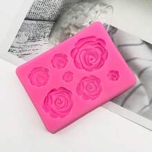 7-In-1 Silicone Rose Flower Molds, Chocolate Mold Cake Decorating Tools Fondant Baking Supplies - Pink - View 5