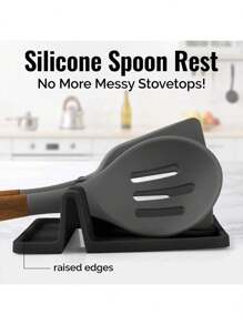 1PC Kitchen Silicone Utensil Rest With Drip Pad For Multiple Utensils, , Heat-Resistant Spoon Rest & Spoon Holder For Stove Top, Kitchen Utensil Holder For Ladles & Tongs