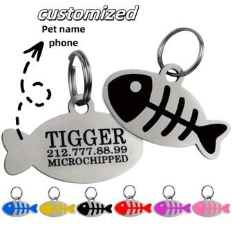 1 Piece Personalized Cute Fish Pattern Tag, Custom Engraved With Your Phone Number And Pet's Name, Engraved Dog Name Tag, Cat ID Pet Tag, Custom Engraved Pet ID Tag, For Pet Outdoor Activity Loss Prevention, Customized Christmas Decor, Dog Name/ID Tags Personalized, Finds Ideal Gifts For Him Her, Family, Friends, Pet Lovers, Pet For Anniversaries, For Birthdays, For Christmas, For Housewarming, For Fall/Autumn/Winter