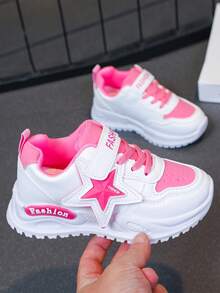 Giày thể thao ngoài trời họa tiết ngôi sao dễ thương, kiểu dáng thường ngày dành cho bé gái, phù hợp cho mọi mùa, ngày Valentine, với dòng chữ "Hãy là tình yêu của em, yêu anh". - Hồng - Xem 5