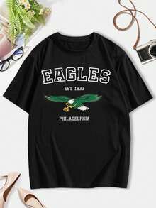 Vintage Eagles Football Women's T-Shirt Retro Classic Team Apparel - 黑色 - 查看 3