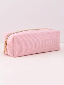 1 PIEZA Estuche para lápices de pana con transferencia térmica personalizada, estuche de almacenamiento de papelería con cremallera, accesorios de escritorio para el almacenamiento de aprendizaje, esenciales de regreso a la escuela (estuche de maquillaje) para estudiantes de secundaria, preparatoria, universidad y principiantes.