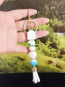 1pc Spring Silicone Beaded Tassel Keychain Ideal Accessory For Bags Designed For Both Men And Women Bridesmaid Gifts Boho