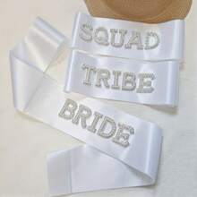1 PC White Bride Sash With Faux Pearls And Rhinestones, Bachelorette Party Sash, Bridal Shower Gift Wedding Party Decorations - White - View 7