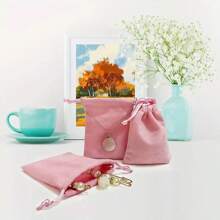 Velvet Jewelry Pouch With Drawstring - Small Pink Soft Storage Bag, Suitable For Wedding Favors, Party Gifts, Valentine's Day, Anniversary Gifts