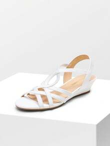 Women's Wedge Sandals Open Toe Low Heel Fashion Comfortable For Party Wedding Valentine's Day Dress Commuting All-Match Summer Shoes - White - View 6