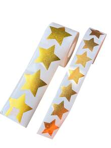 500 pièces/rouleau Autocollants pentagramme dorés holographiques, 1 pouce, 1,5 pouce, rouleau d'autocollants pentagramme, autocollants de décoration de cadeau DIY, autocollants de scellage d'enveloppe, étiquettes PVC imperméables, autocollants d'étoiles holographiques, autocollants d'emballage d'étoiles brillantes et colorées - Doré - Voir 8