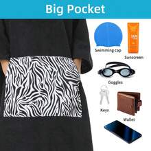 1 Piece Surf Poncho Changing Robe With Hood,Wearable Beach Towel, Quick Dry Microfiber Wetsuit Changing Towel With Pocket For Surfing Men Women