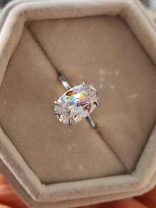 1PC 925 Sterling Silver Sparkle 1CT Oval/Pear/Rectangle/Round Cut Ring Engagement Ring Wedding Band For Women Promise Ring Eternity Ring Fine Jewelry Gift
