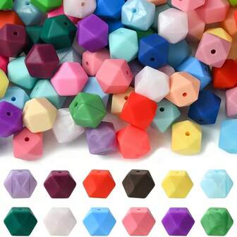 10/20/30/50/100pcs 14mm Hexagon Silicone Beads, Loose Beads For Necklace Bracelet DIY Jewelry Making Keychain Crafts