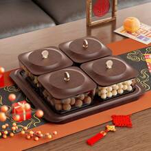 New Minimalist INS Style Luxury Imitation Wood Grain Dry Fruit Plate, Snack Nut Candy Storage Box, Home Living Room Tea Table Fruit Plate, Anniversary Supplies, Holiday Fruit Plate, Office Desk Fruit Plate