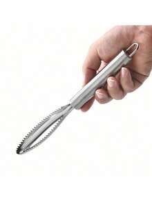 1pc Stainless Steel Double-Sided Fish Scale Remover, Kitchen Tool - Multicolor - View 3