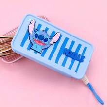 Miniso Disney Lilo/Stitch Series Silicone Cosmetic Bag, Cute Cartoon Design, Home/Outdoor Use, Lovely Birthday Gift, PVC Material(1PC) - Blue - View 2