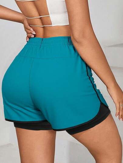 2025 夏季新款女士运动短裤带内衬防闪休闲膝盖长度短裤