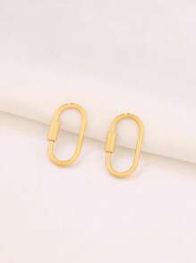 2pcs Stainless Steel Oval Screw Lock Clasp Findings Gold Geometric Carabiner Lock Hook Spiral Clasps For DIY Jewelry Necklace Bracelet Making Accessories Supplies