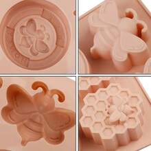 蜜蜂主题硅胶模具，适用于肥皂、蜡和甜点 - 可爱的 3D 蜂窝设计，粉色/蓝色/黄色，不粘且易于脱模 - 彩色 - 查看 8