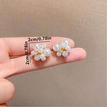 زوج من حلقات الأذن ذات أذني الأرنب اللطيفة المرصعة باللؤلؤ، إكسسوارات مجوهرات ذات تصميم أذن الأرنب من موضوع عيد الفصح، حلقات أذن لؤلؤية أنيقة، هدية مثالية لعيد الفصح