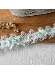 1/3/5M French Style Double Layer Satin Ribbon Embroidered Lace Trim With Cute Bow, DIY Wedding Dress Material, Fabric Lace Ribbon For Clothing, Hair Accessories, Home Decor, Multi-Color Options