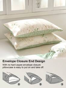 3pcs/Set Floral Leaf Pattern Duvet Cover Set(1 Duvet Cover & 2 Pillowcase)Soft And Skin-Friendly Duvet Cover Bedding Set For Home, All Season Bed Sheets Set