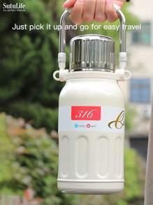 Botella de agua aislada al vacío de acero inoxidable 316, capacidad de 800ml/1000ml/1500ml, unisex, para exteriores, viajes, automóvil, portátil y de vuelta al colegio