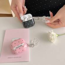 2 件套：黑色和粉色心形耳机盒 + 蝴蝶结吊坠，适用于 Apple Pro 2/Pro/3/2 - 粉色 - 查看 5