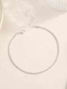 1 chiếc Lắc chân bạc sáng bóng một lớp, thời trang tối giản, đa năng, gợi cảm cho tiệc tùng, bãi biển, ngày lễ, trang phục thường ngày, quà tặng - Bạc - Xem 4