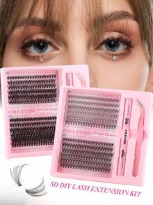 独立 Dolly 睫毛延长套装 - 自然、飘逸、延长睫毛，10D、20D、30D、40D、80D、100D - 卷曲、易佩戴、可重复使用、配有胶水和刷子 - 非常适合日常使用和派对，适合初学者，自然外观睫毛 | 卷曲睫毛 | 可重复使用睫毛、睫毛延长、万圣节礼物、圣诞礼物。 - 黑色 - 查看 3