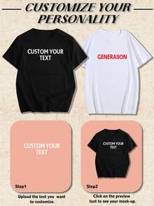 Customized Text Design Men's T-Shirt, Spring/Summer Men's T-Shirt. Input Your Text/Blessing/Fun/Message/Name/Slogan/Company Name. Black Top, Holiday Gift, Valentine's Day/Birthday/Anniversary Text Customization, Team Building, Music Festival, Gift For Him, Father's Day Gift, Party, Black Crew Neck Short Sleeve T-Shirt, Gift For Him, Valentine's Day Gift, Summer Men's Top, Summer Men's T-Shirt