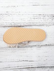 女士花卉凉鞋，夏季休闲沙滩草编平底拖鞋 - 米色 - 查看 5