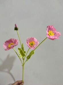 3pcs Artificial Fake Flowers Plants Poppies Silk Flower Arrangements Wedding Bouquets Decorations Plastic Floral Table Centerpieces For Home Kitchen Garden Party Decor. Gifts Birthday Graduation