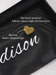 1 pieza Estuche de lápices de malla personalizado con transferencia térmica, estuche de almacenamiento de papelería con cremallera, accesorios de escritorio para oficina y aula, bolsa de almacenamiento de artículos escolares, artículos esenciales de vuelta a la escuela, suministros navideños